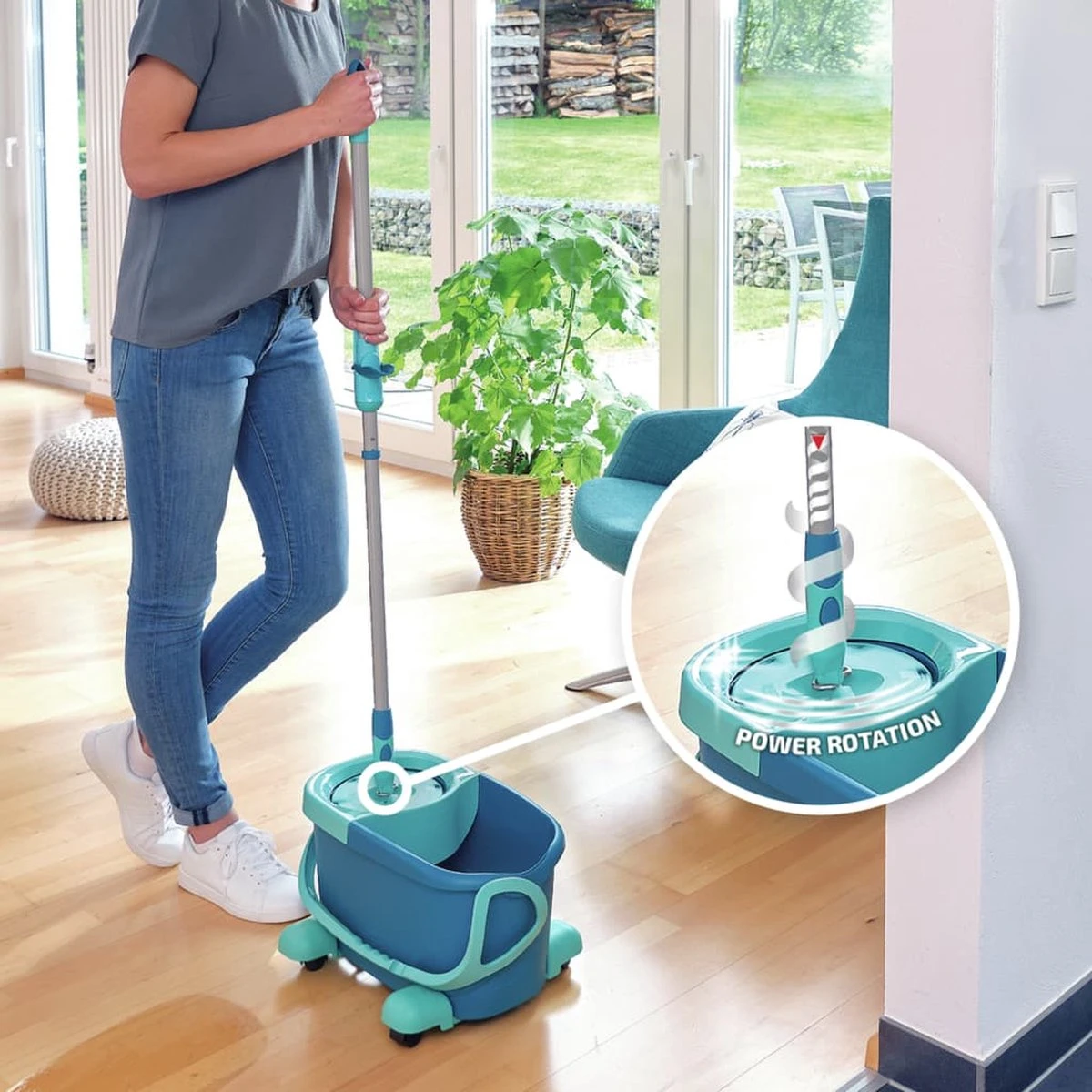 Leifheit Clean Twist Disc Mop Ergo - Dweil Set Compleet Systeem Met Wieltjes - 6 Liter 16 Leifheit Clean Twist Disc Mop Ergo - Dweil Set Compleet Systeem Met Wieltjes - 6 Liter - Afbeelding 14