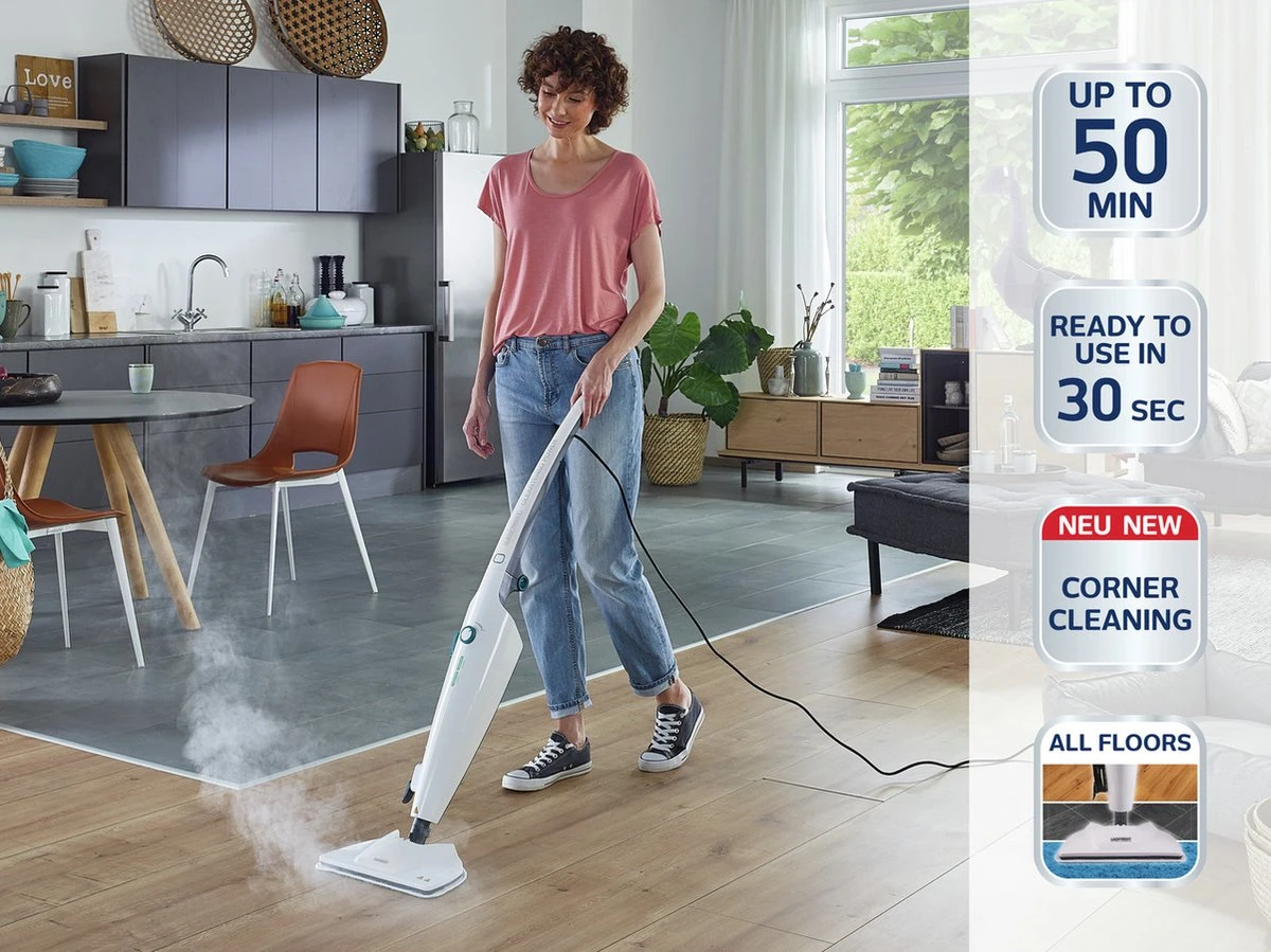 Leifheit CleanTenso Power Stoomreiniger - Wit - Gebruiksduur 50 Min - XXL Watertank 9 Leifheit CleanTenso Power Stoomreiniger - Wit - Gebruiksduur 50 Min - XXL Watertank - Afbeelding 7