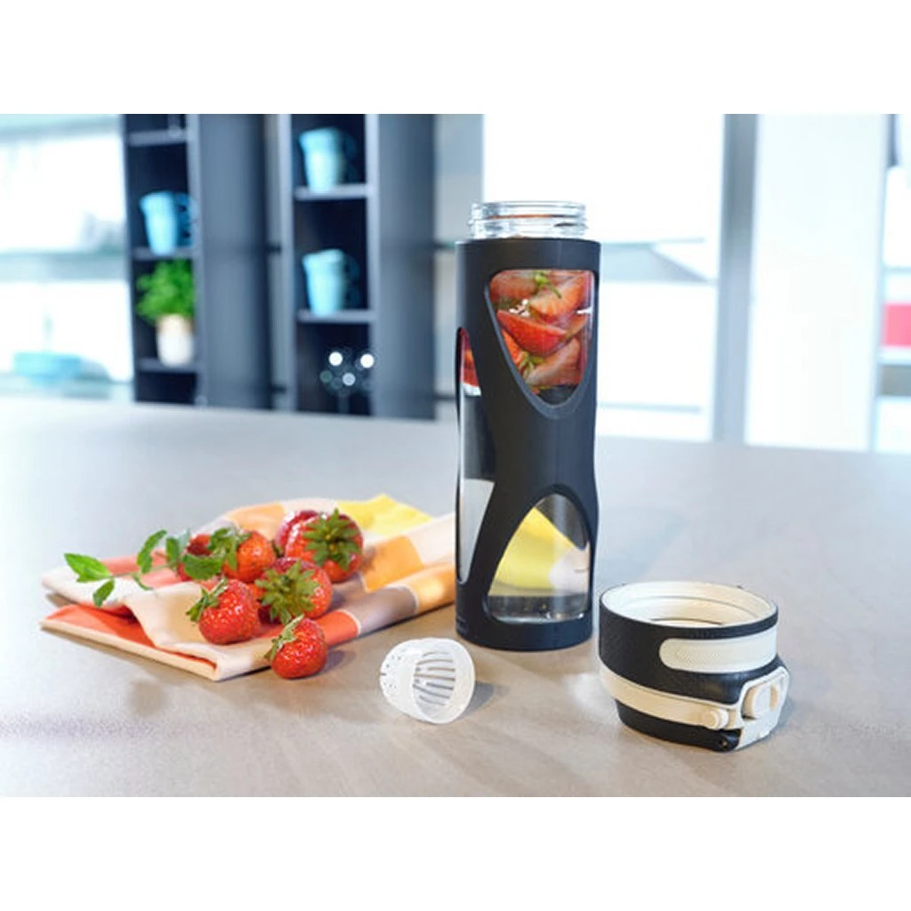 Leifheit 3254 Flip Glazen Drinkfles 600 Ml Zwart 4 Leifheit 3254 Flip Glazen Drinkfles 600 Ml Zwart - Afbeelding 2