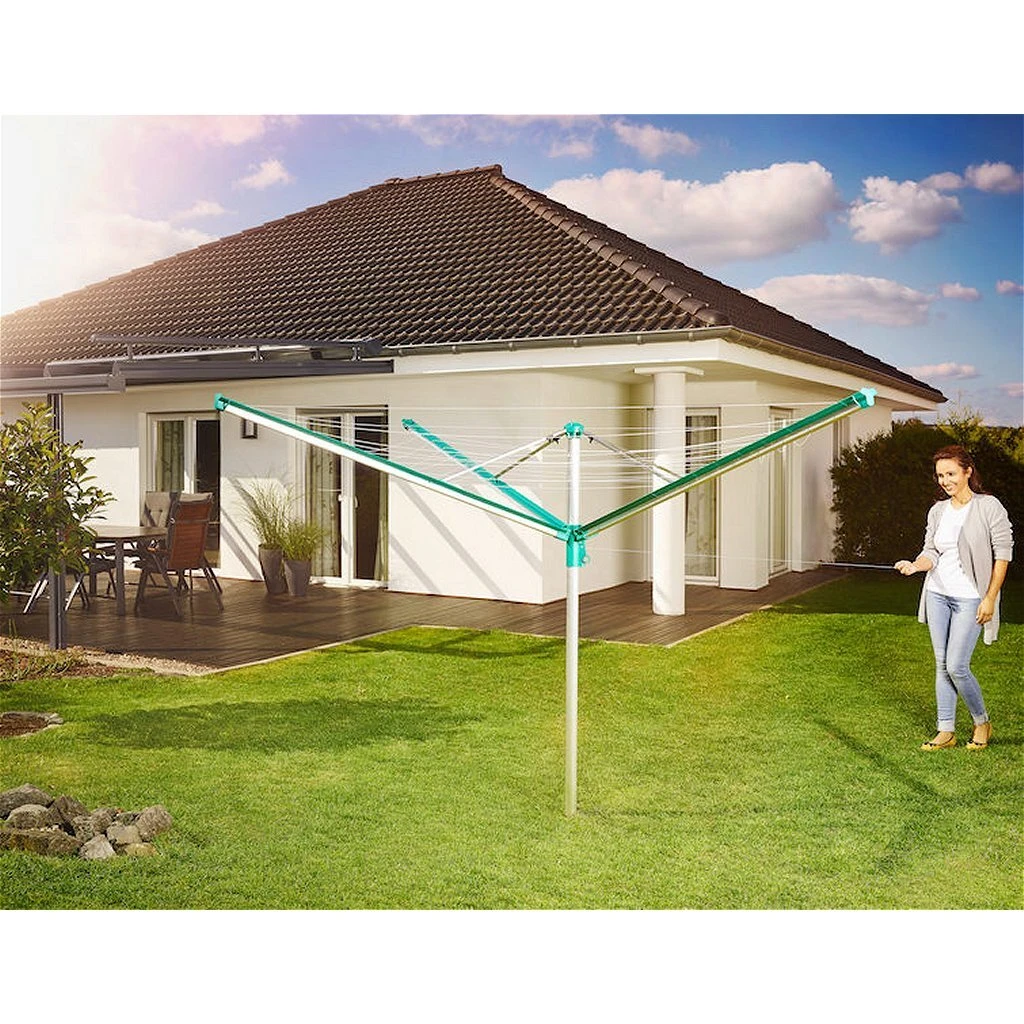 Leifheit 82007 Linomatic 500 Deluxe Droogmolen 50 M Drooglengte Groen/Zilver 5 Leifheit 82007 Linomatic 500 Deluxe Droogmolen 50 M Drooglengte Groen/Zilver - Afbeelding 3