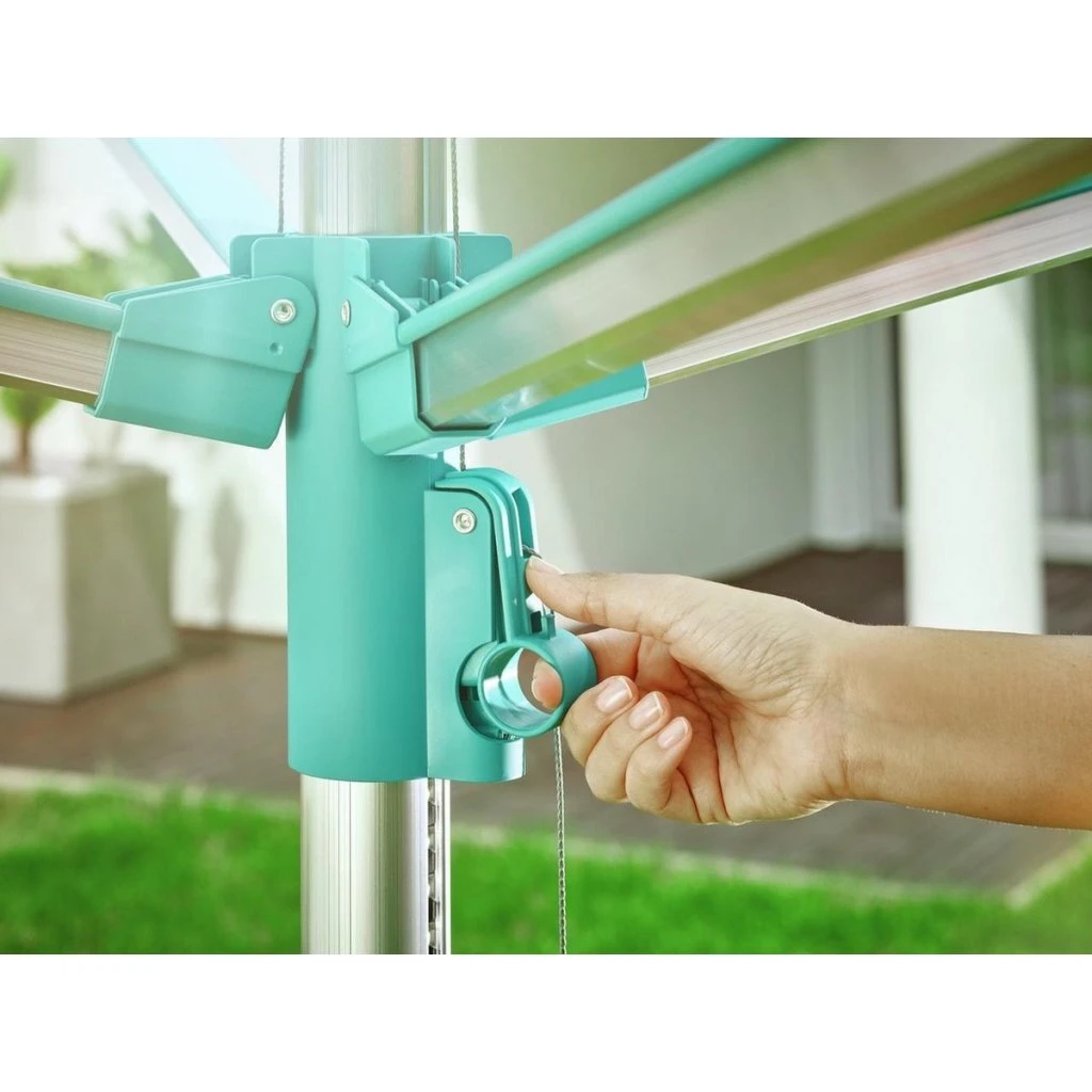 Leifheit 85286 Linomatic 500 Easy Droogmolen 50 M Drooglente Groen/Zilver 4 Leifheit 85286 Linomatic 500 Easy Droogmolen 50 M Drooglente Groen/Zilver - Afbeelding 2